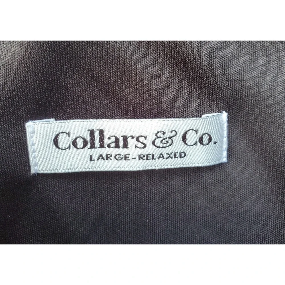 Collars & Co. Dress Collar Polo Mens Large Relaxed Black Performance Shirt NWT